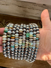 Load image into Gallery viewer, Peruvian Opal & Sterling Silver Pearl Necklace – 8mm – Handmade by The Bijoux FAB – 18"