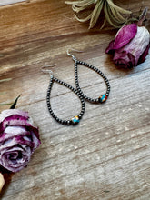 Load image into Gallery viewer, Mixed Turquoise & Spiny Oyster Teardrop Earrings – Sterling Silver Pearls