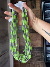 Load image into Gallery viewer, Jade Dye Green & Sterling Silver Pearl Necklace – 21 ¾” Plus Extender