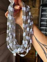 Load image into Gallery viewer, Blue Lace Agate & Sterling Silver Pearl Necklace – 20 ½” Plus Extender
