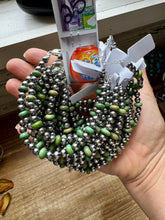 Load image into Gallery viewer, Sterling Silver Pearls with Green Turquoise Rondelles Bracelet