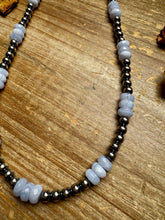 Load image into Gallery viewer, Blue Lace Agate & Sterling Silver Pearl Necklace – 20 ½” Plus Extender
