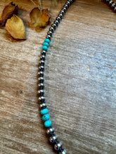 Load image into Gallery viewer, Sterling Silver Pearl & Blue Turquoise Necklace – 19"