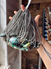 Load image into Gallery viewer, 15-Inch Sterling Silver Pearl Necklace with Turquoise – One-of-a-Kind