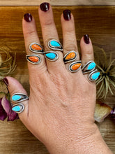 Load image into Gallery viewer, Turquoise or Spiny Oyster Ring – Sterling Silver – Native Made Stamp Z – Multiple Sizes – USA