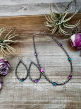 Load image into Gallery viewer, Dyed Pink Turquoise & Sterling Silver Pearl Teardrop Earrings – 3"