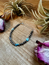 Load image into Gallery viewer, Golden Hill Turquoise Bracelet – 5mm Sterling Silver Pearls