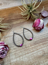 Load image into Gallery viewer, Dyed Pink Turquoise & Sterling Silver Pearl Teardrop Earrings – 3"