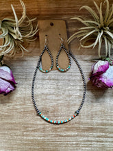 Load image into Gallery viewer, Green & Orange Heishi Earrings – Sterling Silver Pearls