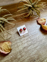 Load image into Gallery viewer, Mini Square Spiny Oyster Stud Earrings – Zuni Handmade, Sterling Silver