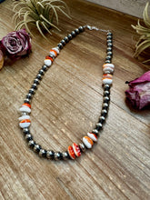 Load image into Gallery viewer, Spiny Oyster & Sterling Silver Pearl Necklace – 8mm – Handmade by The Bijoux FAB – 17.5"