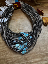 Load image into Gallery viewer, Golden Hill Turquoise Choker – Sterling Silver Pearls