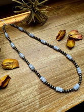 Load image into Gallery viewer, Blue Lace Agate & Sterling Silver Pearl Necklace – 20 ½” Plus Extender