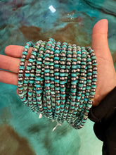 Load image into Gallery viewer, Sterling Silver & Turquoise Heishi Necklace – 16.5” – 6 mm Sterling Pearls