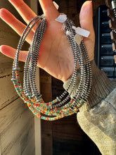 Load image into Gallery viewer, Sterling Silver Pearl Choker with Turquoise & Spiny Oyster Heishi