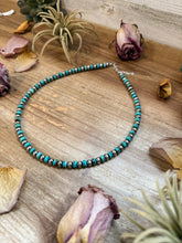 Load image into Gallery viewer, Sterling Silver & Turquoise Heishi Necklace – 16.5” – 6 mm Sterling Pearls