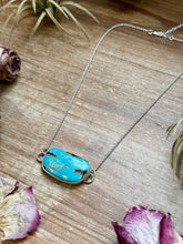 Load image into Gallery viewer, Sterling Silver Chain Necklace with Freeform Turquoise Pendant – 16”