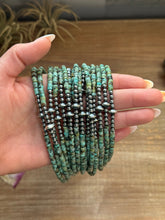 Load image into Gallery viewer, African Turquoise Heishi & Sterling Silver Pearl Necklace
