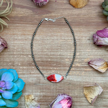 Load image into Gallery viewer, Sterling Silver Stone Choker – 13” + Extender – In-House Silversmithing – Wild Horse, Spiny Oyster or Turquoise – One of a Kind