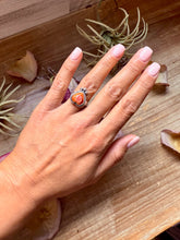 Load image into Gallery viewer, Orange Spiny Oyster Heart Ring – Sterling Silver – Size 7