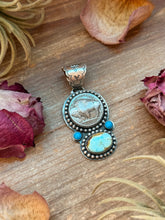 Load image into Gallery viewer, Golden Hills & Kingman Turquoise Pendant with Buffalo Coin