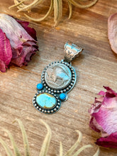 Load image into Gallery viewer, Golden Hills & Kingman Turquoise Pendant with Buffalo Coin