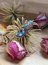 Load image into Gallery viewer, 2-Stone Golden Hills Turquoise Sterling Silver Ring – Adjustable