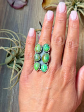 Load image into Gallery viewer, Green Turquoise Sterling Silver Cluster Ring – Size 6