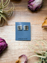Load image into Gallery viewer, Sterling Silver Square Stud Earrings – Native Made by L. Tahe (Navajo Artist)