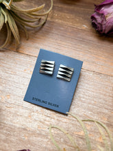 Load image into Gallery viewer, Sterling Silver Square Stud Earrings – Native Made by L. Tahe (Navajo Artist)