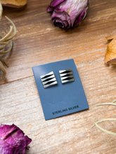 Load image into Gallery viewer, Sterling Silver Square Stud Earrings – Native Made by L. Tahe (Navajo Artist)