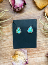Load image into Gallery viewer, Sterling Silver Sonoran Mountain Turquoise Stud Earrings – Handmade by Artist Jason Ogg