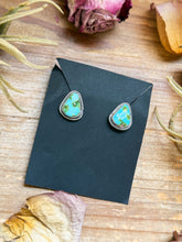Load image into Gallery viewer, Sterling Silver Sonoran Mountain Turquoise Stud Earrings – Handmade by Artist Jason Ogg