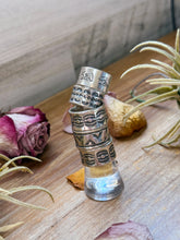 Load image into Gallery viewer, Sterling Silver Hand-Milled Wide Band Aloe Stamped Ring – Size 8.5 – Handmade by Artist Jason Ogg