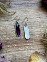 Load image into Gallery viewer, Sterling Silver Purple Spiny Oyster Dangle Earrings – Handmade by Artist Jason Ogg