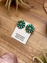 Load image into Gallery viewer, Sterling Silver Green Turquoise & Pearl Stud Earrings – Native Made by J. W.