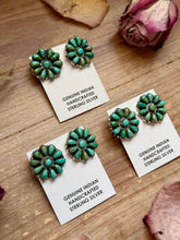 Load image into Gallery viewer, Sterling Silver Green Turquoise & Pearl Stud Earrings – Native Made by J. W.