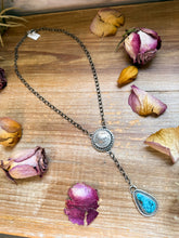 Load image into Gallery viewer, Sterling Silver Buffalo Coin & Kingman Turquoise Lariat Necklace – 18” – Artist Gilbert Nez