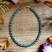 Load image into Gallery viewer, Turquoise Blue Rondelle Necklace – 15” – 8 mm & 10 mm Beads