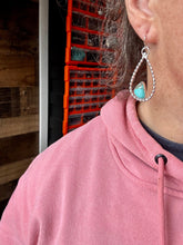 Load image into Gallery viewer, Long Dangle Earrings Hoop Turquoise &amp; Sterling Silver Option II
