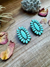Load image into Gallery viewer, Mint Concho Large Clay Stud Earrings
