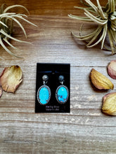 Load image into Gallery viewer, Golden Hill Turquoise Dangle Earrings – Sterling Silver, Post Style, USA Made
