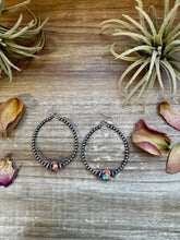Load image into Gallery viewer, Smaller Sterling Silver Pearls Hoops with Mohave
