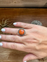 Load image into Gallery viewer, Small Ring - Adjustable - Apple Corral &amp; sterling silver
