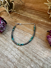 Load image into Gallery viewer, African Turquoise &amp; Sterling Silver Pearl Bracelet – 3mm
