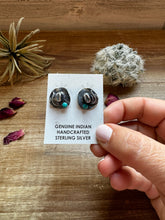 Load image into Gallery viewer, Cowboy Hat Stud Earrings with Kingman Turquoise
