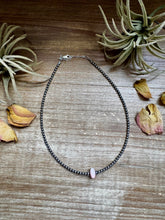 Load image into Gallery viewer, Sterling Silver Pearl Choker – Pink Conch Saucer Center – 14.5" + Extender
