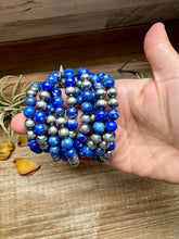 Load image into Gallery viewer, Lapis &amp; Sterling Silver Bracelet – 6.5 Inch + Extender – 8 mm Round Beads

