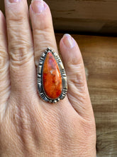 Load image into Gallery viewer, Long Ring - Adjustable - Apple Corral &amp; Sterling Silver

