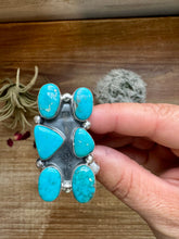 Load image into Gallery viewer, Long Ring- 6- Kingman turquoise ring and sterling silver
